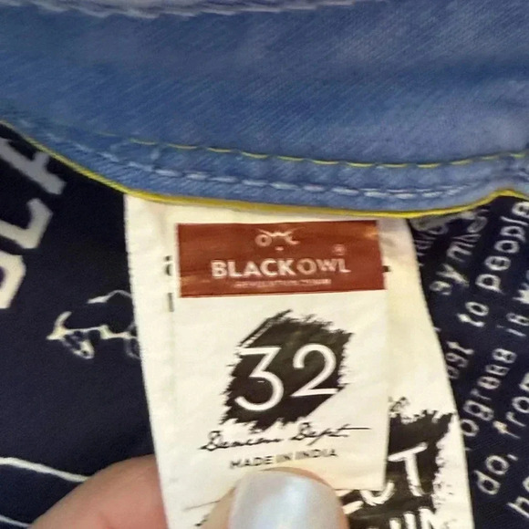 Black owl, designer jeans, size 32 light wash denim - Picture 6 of 13